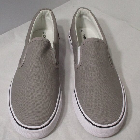 NEW Emma Comfy Gray & White Ladies Womens Canvas Casual Slip-On Shoes Size 10 - Picture 3 of 8